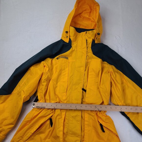 Columbia Women's Yellow Blue Hardshell Snow Hooded Snow Ski Jacket Size S - Picture 3 of 7